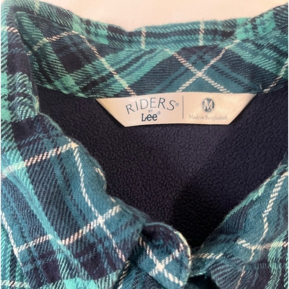 LEE RIDER’S BLUE PLAID FLEECE FULLY LINED FLANNEL LONG SLEEVE SHIRT, M - Picture 7 of 7